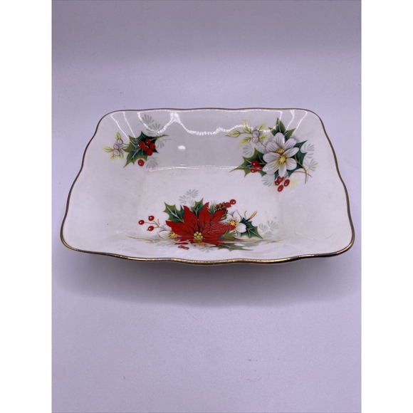Royal Albert Poinsettia Sweet Meat Nut Dish Bone China England - Picture 3 of 7